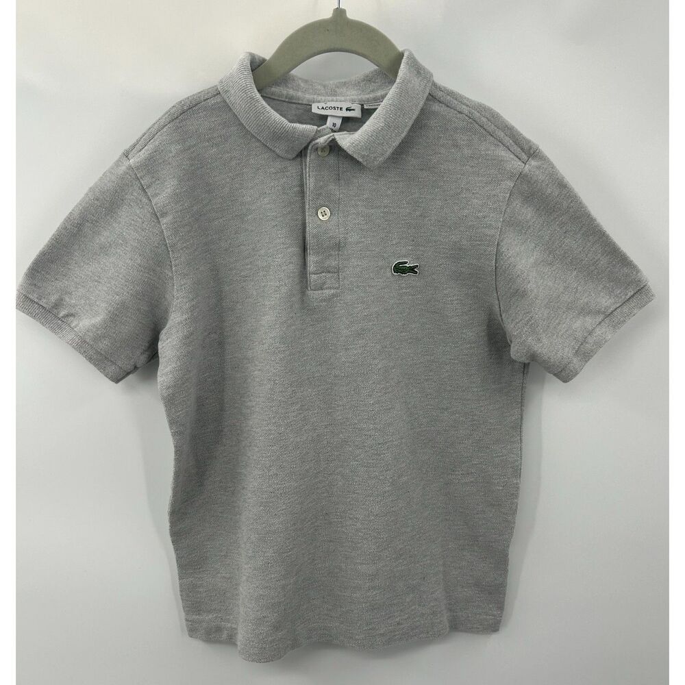 Lacoste Kids Cotton Pique Polo Shirt Short Sleeve Gray Boys 10 140 cm